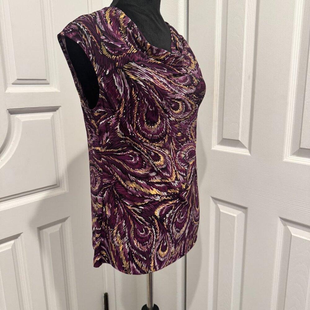 Black Label NWT by Evan-Picone Women's Sleeveless Blouse Plum Multi Color Small - Picture 2 of 7